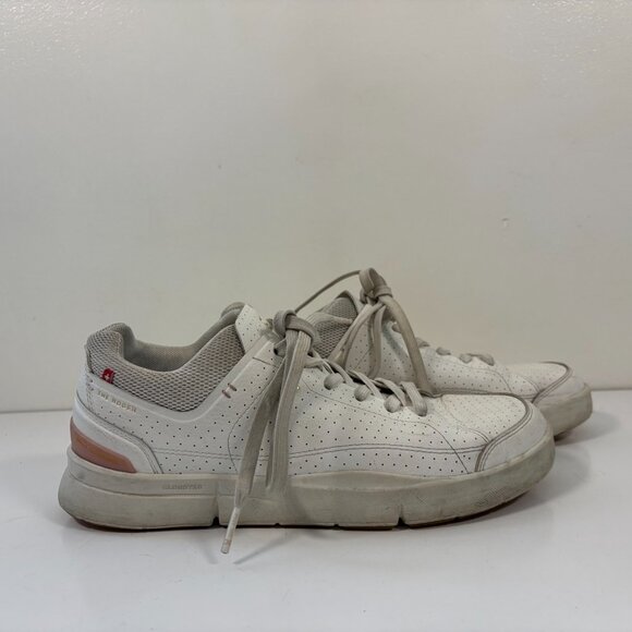 On The Roger Centre Court Shoes Womens Size 8.5 White Gold Leather - Picture 3 of 6